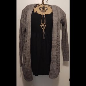 Knit Gray Long Open Cardigan (Cardigan Only)